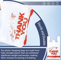 100 Pcs White Thank You Bags T Shirt Bags To Go Grocery Reusable Disposable