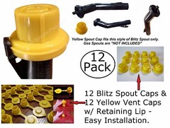 24pcs total NEW Combo Pk 12 BLITZ Yellow Spout Caps +12 YELLOW GAS CAN VENT CAPS