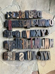62 Vintage Letter Number Letterpress Wooden Print Blocks Two Full Alphabets