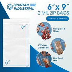 – 6” X 9” (1000 Count) 2 Mil Clear Reclosable Zip Plastic Poly Bags with Rese…