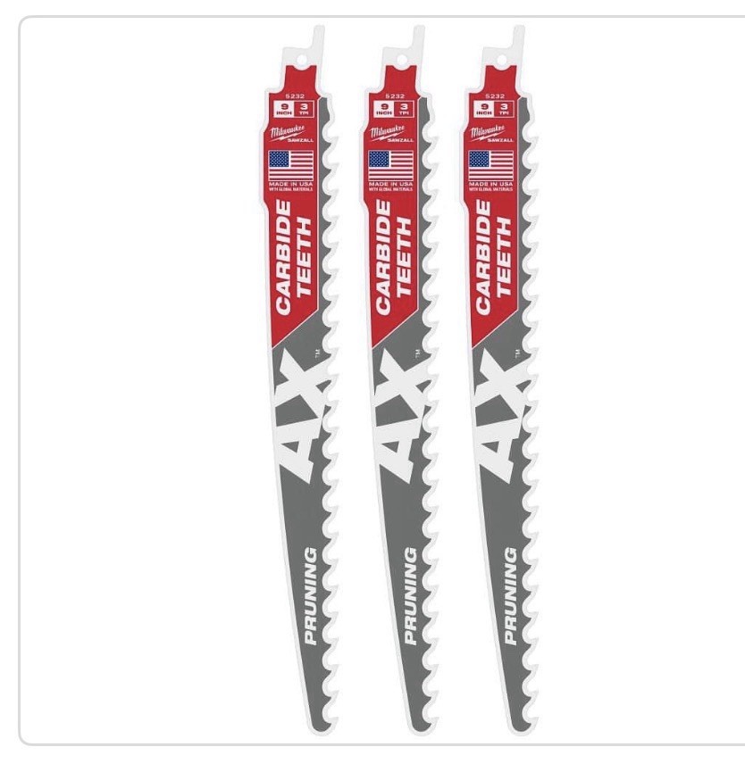 Milwaukee 48-00-5332, AX 9-in. 3 TPI SAWZALL Reciprocating Saw Blades (3-pack)