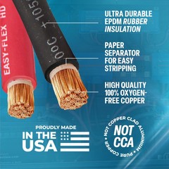 WELDING CABLE 1/0 RED Per-Foot CAR BATTERY LEADS USA NEW Gauge Copper Solar