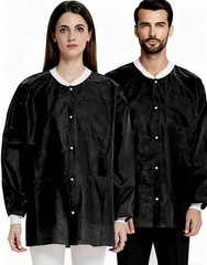 Case of 50 Disposable Lab Jackets, Unisex Hip-Length Lab Coats 45gsm M-2XL
