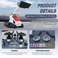Mini Skid Steer Loader Tracked 13.5HP Stand-on Compact Skid Steer USA Stock