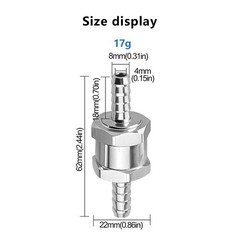 2 Pcs 8mm 5/16″ Fuel Non-Return One Way Check Valve Petrol Diesel Oil Aluminum
