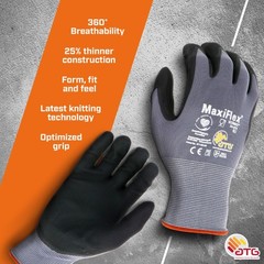 MaxiFlex PIP 34-874/L MaxiFlex Ultimate, Foam Nitrile Palm Coated Gloves, Gra…
