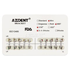 AZDENT Dental Orthodontic Brackets Mini Roth/MBT 022 Hooks 345/10Size Arch Wires