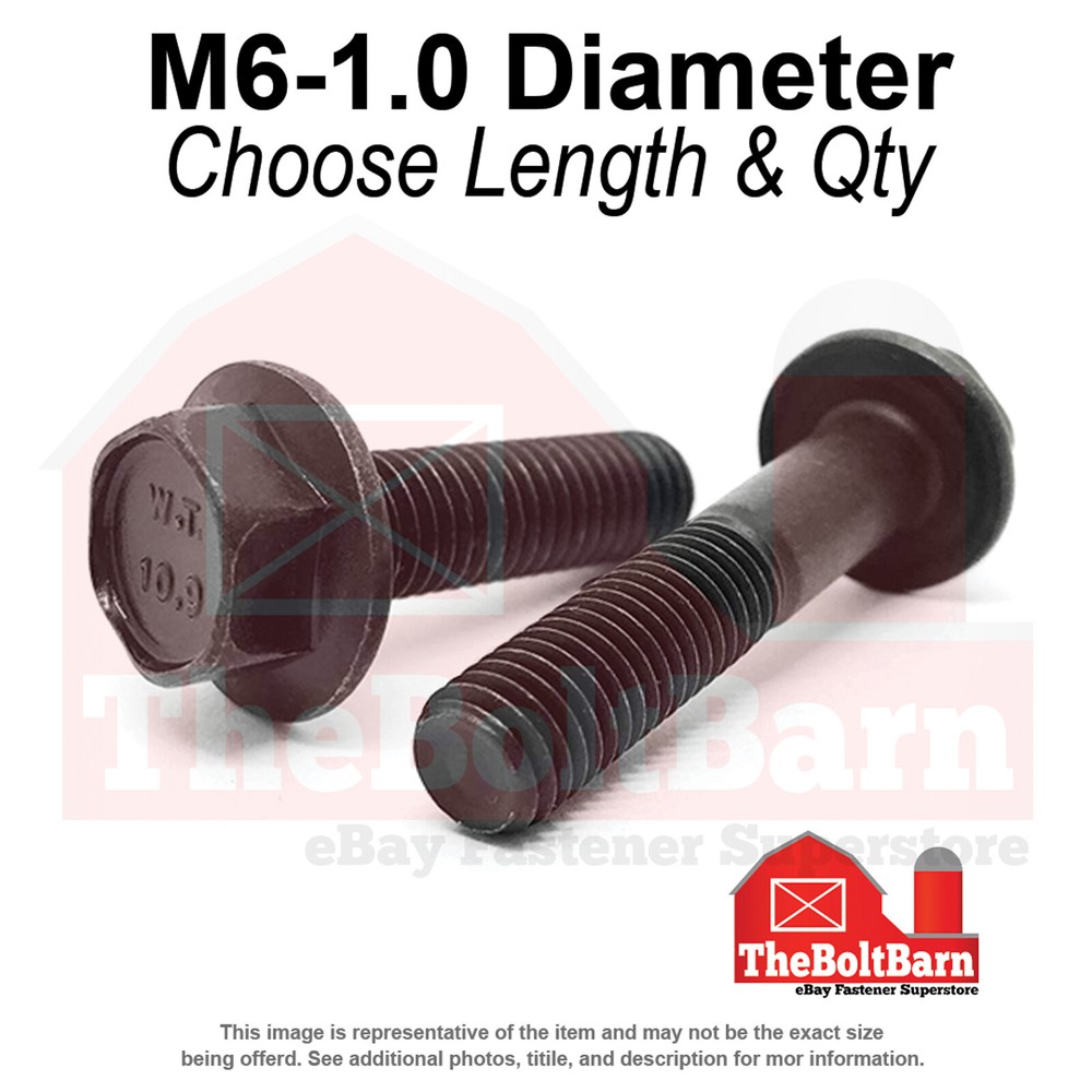 M6-1.0 Class 10.9 Hex Flange Screws Frame Bolts Phos & Oil (Pick Length &Qty)