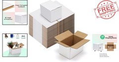 6x4x4 Sturdy Shipping Boxes – 50 Pack White Corrugated Boxes for Small Business