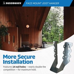 Sandbaggy Face Mount Joist Hanger for 2×6 and 2×8 Nominal Lumber (Galvanized)