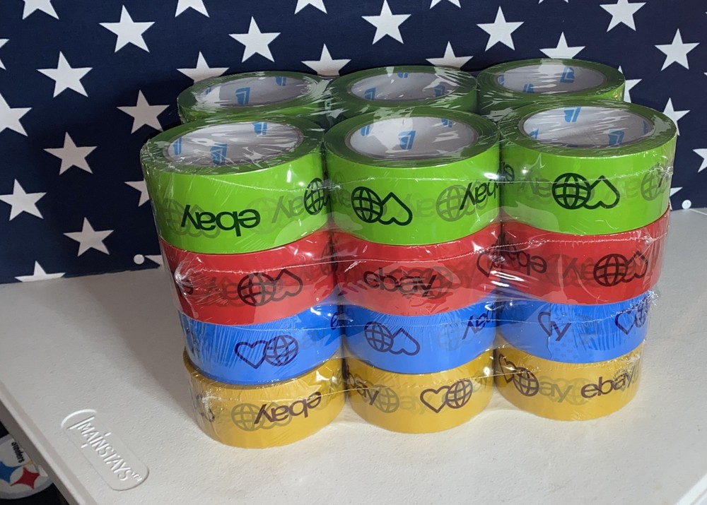 2″ x 75 yards Official eBay Branded Packaging Tape 24 ROLLS Blue Red Green Gold