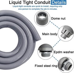 3/4″ Dia Liquid Tight Conduit 50 FT,Flexible Non-Metallic PVC Conduit 3/4 Waterp