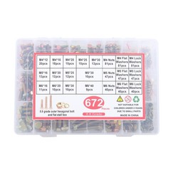 672 Pack Metric Bolts Nuts Assortment Kit Hex Head Grade 8.8 Alloy Steel