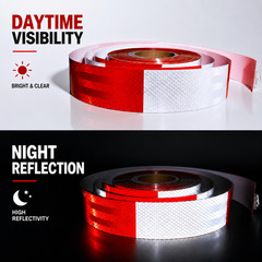 Conspicuity DOT-C2 Reflective Red White Warning Safety Tape Trailer Boat 2″x200′