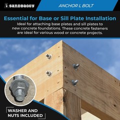 Sandbaggy 1/2″ x 6″ Threaded Concrete Anchor L-Bolts – Hot Dipped Galvanized