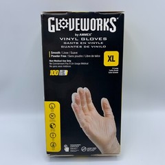 Gloveworks Clear Vinyl Industrial Gloves Box of 100 pcs Size XL 3 Mil Disposable