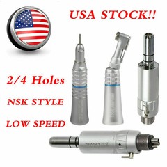 NSK Style Dental Latch/Push Slow Speed Handpiece Contra Angle Air Motor 2/4Holes