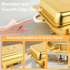 2/4/6X 9Qt Chafing Dish Buffet Set GOLD Stainless Steel Chafer for Catering full