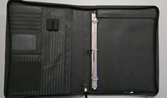 Unbranded Black Saffiano Faux Leather 3-Ring Zipper Binder Portfolio Padfolio