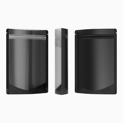 100/200/500 Matte Black Stand Up Food Packaging Bag with Window Rounded Corner