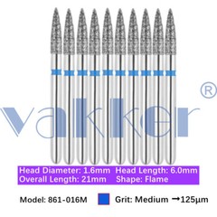 10pc Dental Super Fine/Fine/Medium Grit Diamond Burs for Handpiece Friction Grip