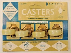 VTG MCM New NOS United States Floormates Casters Made USA Plate Type 5177 Wheels