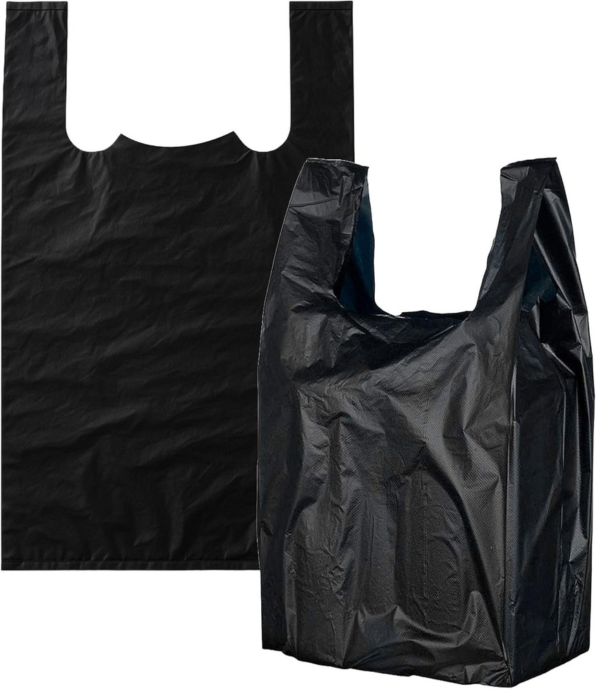 12×6.5×22 Inches Black Plastic Shopping Bags for Grocery Takeout 1800 Pcs