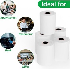 Rollos de Papel Térmico 2.25 x 50 ft, 5 Rollos para Impresoras POS 58mm