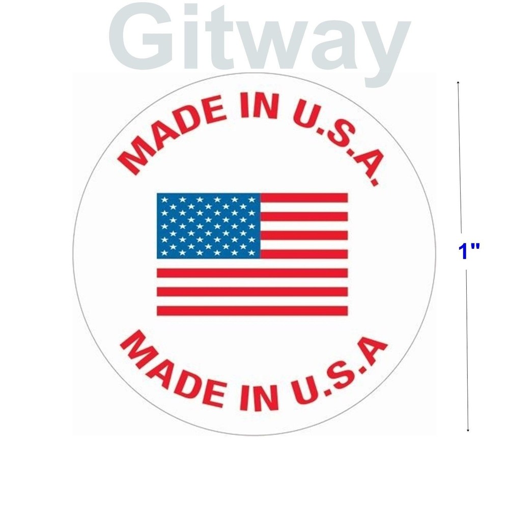 500 Roll of Made in U.S.A. 1″ Diameter labels stickers with USA Flag in Center