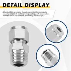 2x Stainless Steel 304 Compression Tube Fitting Adapter 3/8″ OD x 3/8″ NPT C582