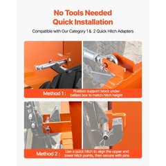 Ballast Box 3 Point Category 1 Tractor Quick Tach Hitch Counterweight Orange