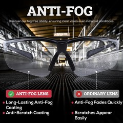 Bison Life Higuard Safety Glasses, Anti-Fog/Anti-Scratch, Pack of 2