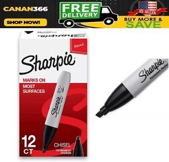 SHARPIE Permanent Markers, Chisel Tip, Black, 12 Count