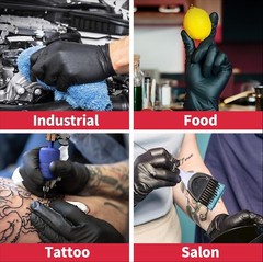 Disposable Nitrile Exam Gloves, 5 Mil Black, Powder-Free Heavy Duty Clean Glove