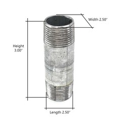 Thrifco 5220151 2-1/2 Inch x 3 Inch Galvanized Steel Nipple