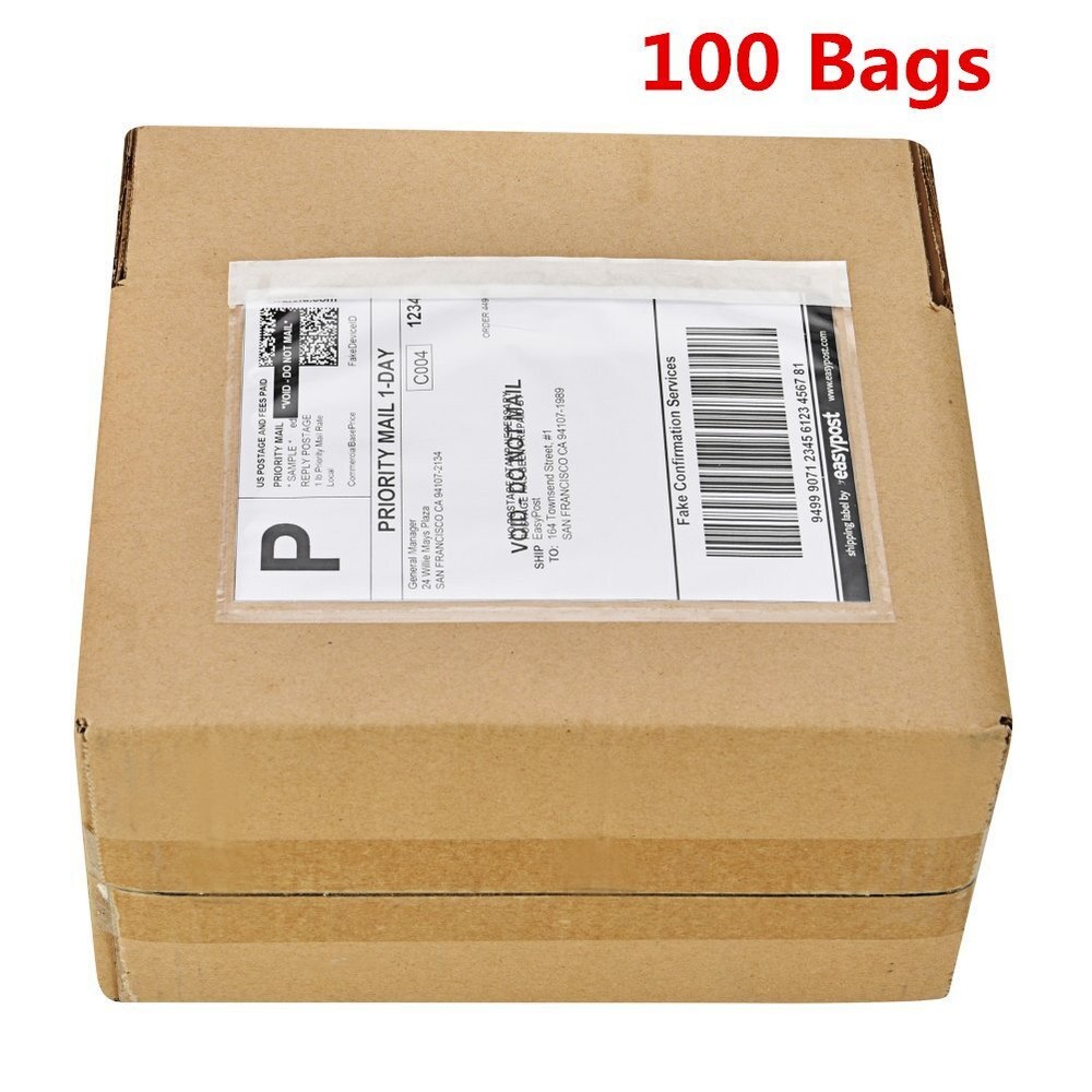 100 Clear Packing List Invoice Envelopes 7.5″ x 5.5″ Seft Enclosed Slip Pouches