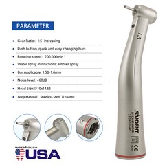 Dental 1:5 Optic LED Contra Angle Increasing Handpiece Fit NSK Electric Motor