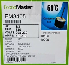 Air Conditioner Condenser Fan Motor 1/3 HP 230 Volts 825 RPM EM-3405