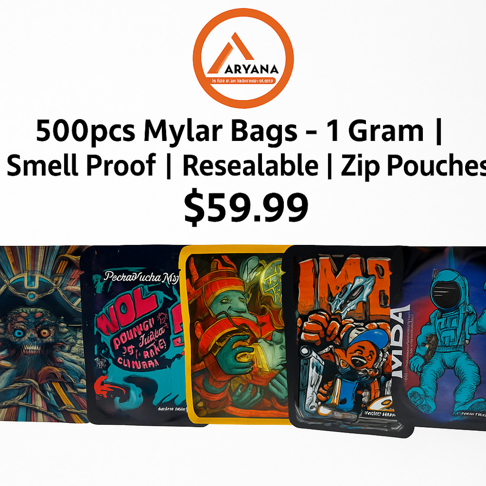 500pcs Mylar Bags – 1 Gram | Smell Proof | Resealable Zip Pouches | Mix & Match