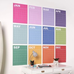 Monthly Undated Calendar Rainbow Large 15 x 19 Inch Planner Grid Pages for Wall