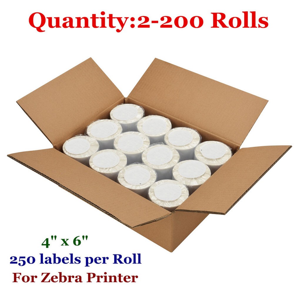2-200 Rolls 4×6 Direct Thermal Shipping Labels 250/Roll Zebra Eltron 2844 ZP450