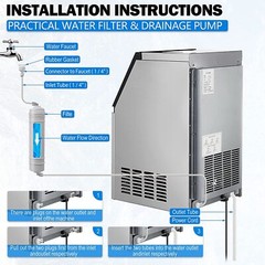 110lb Built-in Commercial Ice Maker Stainless Steel Bar Restaurant Cube Machine