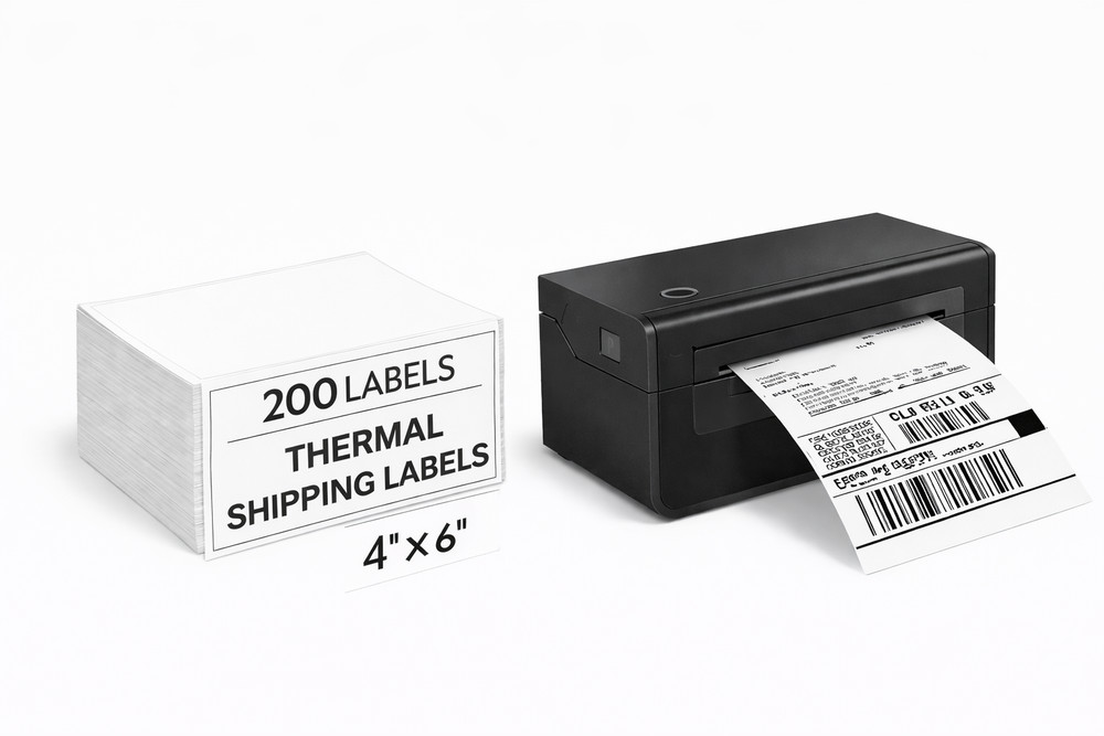4×6 Direct Thermal Shipping Labels 200 Pack Fanfold for Rollo Zebra