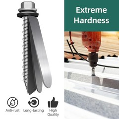 100Pcs x 1 Inch Hex Head Metal Roofing Screws, Hex Head Metal Roof Screws wit…