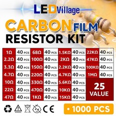 500 Pieces 1/2 Watt Resistor Kit Assortment in Compartmentalized Storage Box