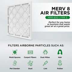14x25x1 MERV 8 AC Furnace Air Filters. 12 Pack