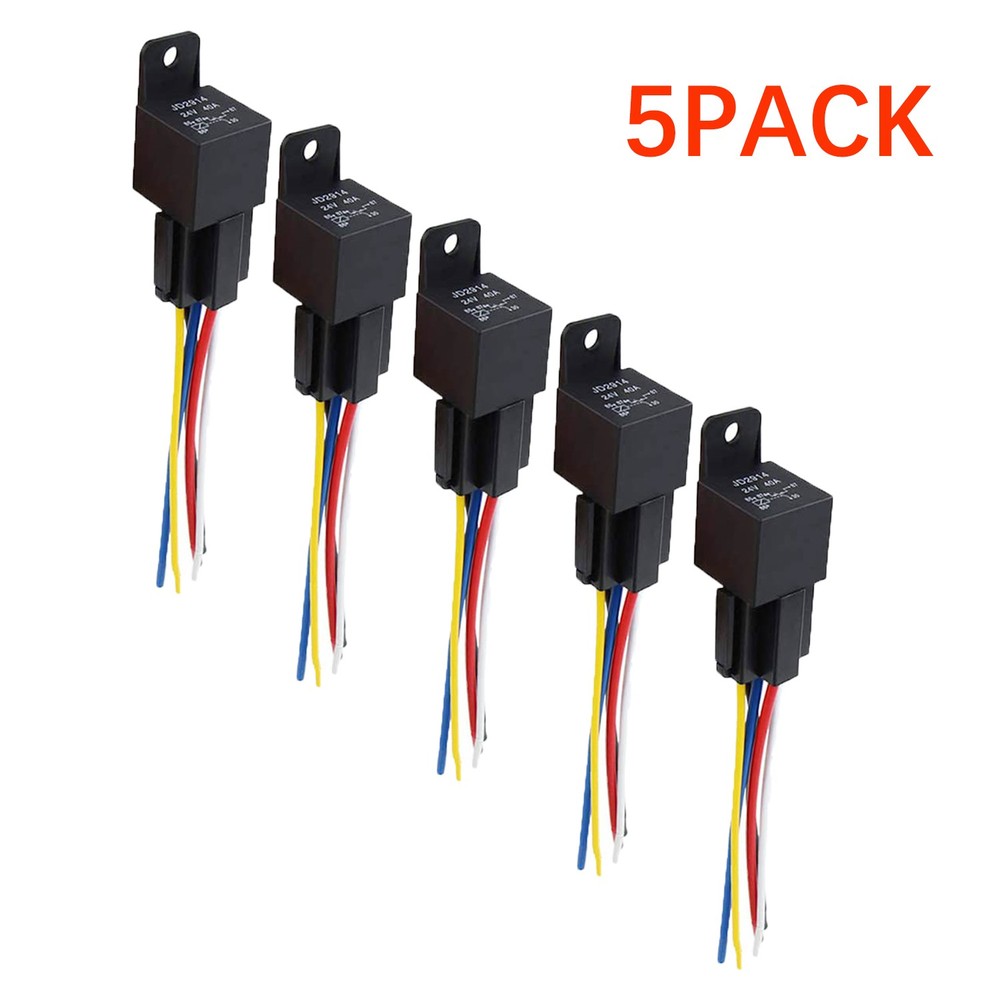 5pcs 5Pin Car Automotive SPDT Relay Switch Harness Socket Waterproof 40A 12V DC