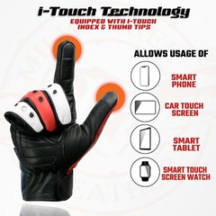 MG7527 Men’s ‘Stars and Stripes’ Leather Gloves with Touch Fingers (2X-Large)