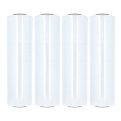 4 Rolls 18″ x 1500′ Pallet Cast Stretch Hand Shrink Film Wrap (80 Gauge) Clear