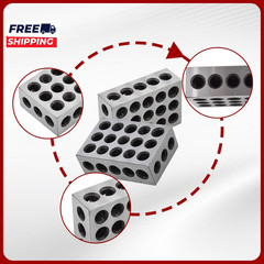 1 X 2 X 3 Inch Blocks Matched Pair Hardened Steel 23 Holes Accuracy 1 2 3 Block